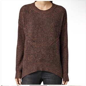 ALLSAINTS Velo Jumper Terracota Black Wool Medium